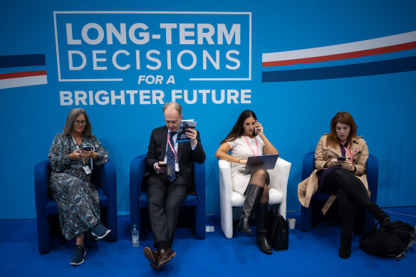 Delegates at the Conservative party conference in Manchester, England. 