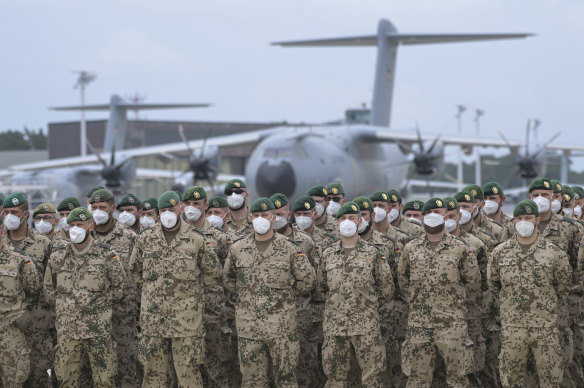 German soldiers lined up for their final roll call in Wunstorf, Germany, after returning from Afghanistan last week. 