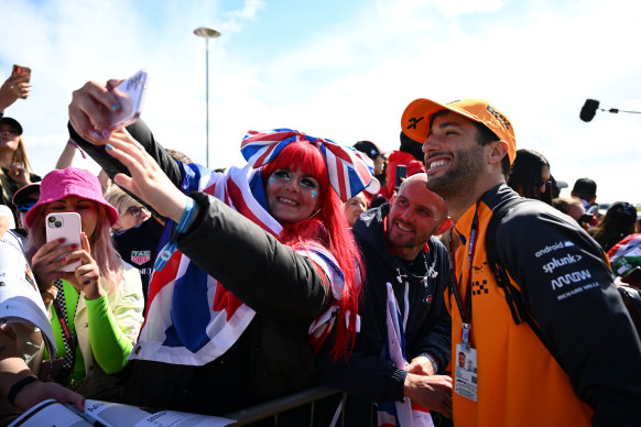 Daniel Ricciardo meets fans at the British Grand Prix on July 3.