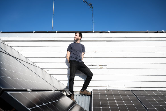 Nic Seton, from Parents for Climate, has solar panels on his roof but, like most people, no battery. 