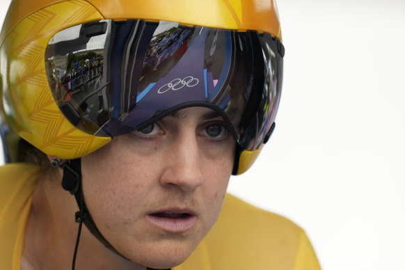 Grace Brown looked determined as she prepared for the race to start.