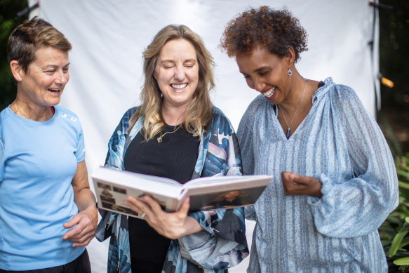 Gray Tham (centre), with two of the subjects in her book and exhibition about women over 50.