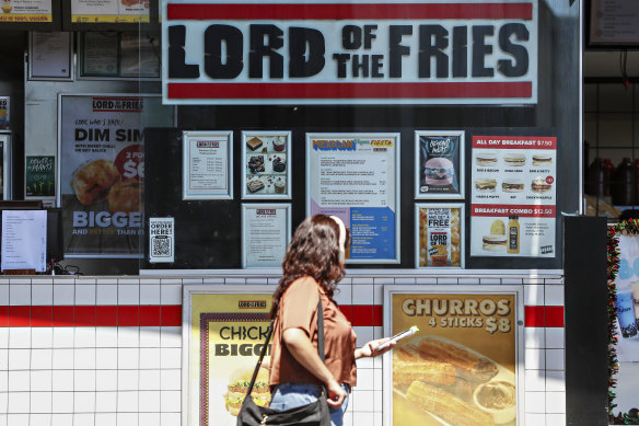 A Lord of the Fries outlet at Melbourne’s Southern Cross Station.