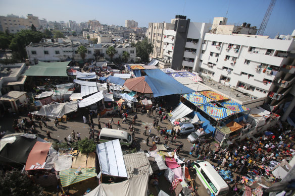 An aerial view shows the compound of Al Shifa hospital, Gaza City, this month.