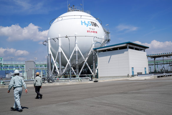 Kawasaki Heavy Industries’ hydrogen factory in 2022 in Kobe, Japan.