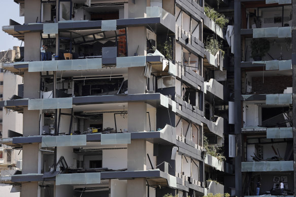 One of hundreds of shattered apartment buildings in Beirut.