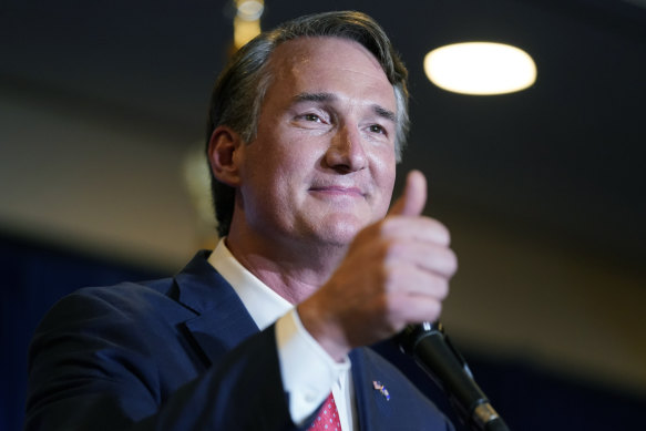 Virginia Governor-elect Glenn Youngkin speaks at an election night party in Chantilly, Virgnia on Wednesday