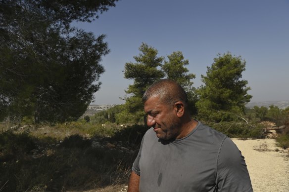 Fatah leader Saber Shalash near his hometown of Jibiya, which is in Area B, and his farm, which is in Area C.