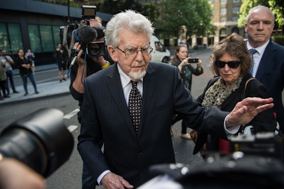 Rolf Harris leaves London’s Southwark Crown Court in 2017, where he was on trial for alleged indecent assault against three teenagers between 1971 and 1983.