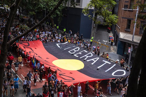 Invasion Day rally attendees in Sydney. 