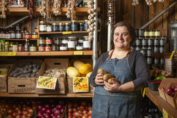 Georgie Dragwidge, of Georgie’s Harvest at South Melbourne Market, has made many dear friends among her customers.