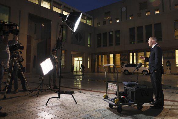 Josh Frydenberg during his Wednesday morning blitz to sell the budget.