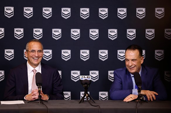 Peter V’landys and departing NRL CEO Andrew Abdo are leading negotiations for the sport.