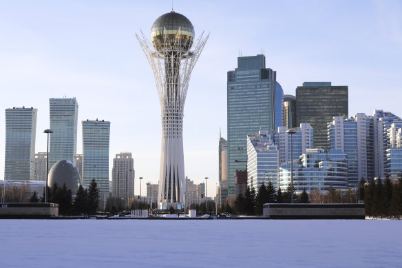 A view of the centre of Nur-Sultan, the capital of Kazakhstan in January. The current President, although anointed by a strongman, is promising to make the country more democratic.