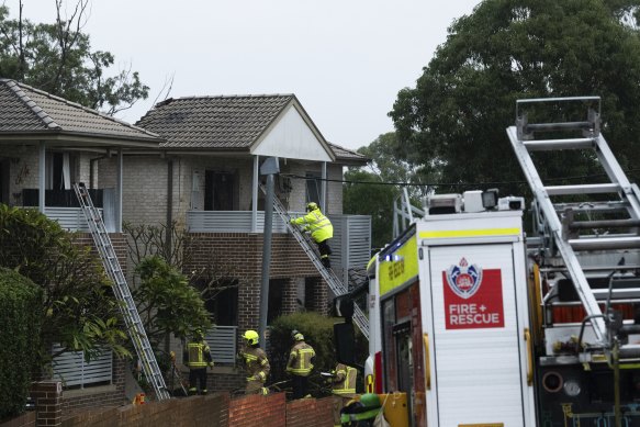 Emergency services at the scene of a house explosion in Waikanda Crescent, Whalan, in Sydney's west.