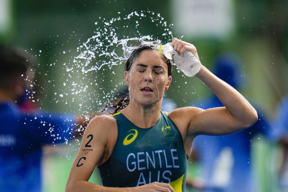 Ashleigh Gentle – pictured here at the Tokyo Olympics in 2020 – took out the women’s title at the Asia Pacific Ironman championship on the weekend.