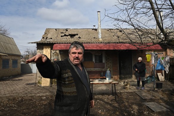 Beekeeper Ihor Zakablukov lost his bees in the missile attack on Monday. His home and car were also damaged.  