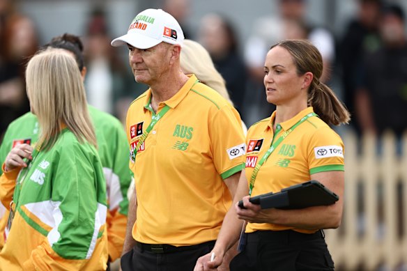 Australia coaches Darren Crocker and Daisy Pearce. 