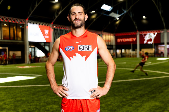 Brodie Grundy on his first day at the Sydney Swans this week.