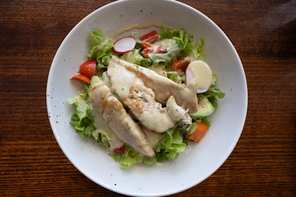 Grilled chicken and avocado salad.