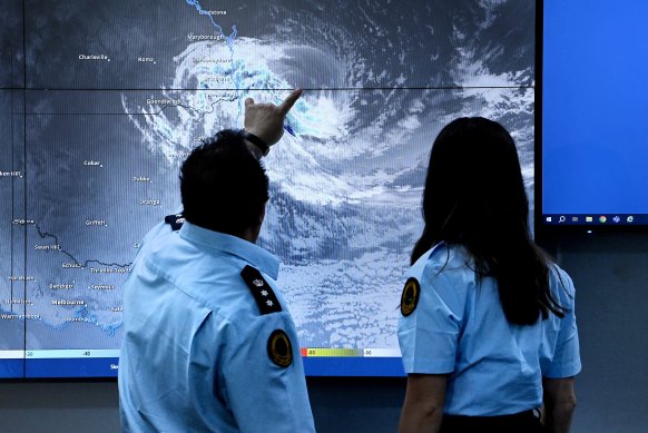 SES personnel tracking cyclone Alfred in early March.