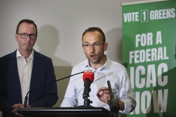 NSW Senator David Shoebridge and Greens leader Adam Bandt campaigned on a federal integrity commission.