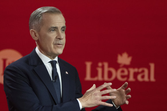Mark Carney speaks during a leadership debate in Montreal last month.
