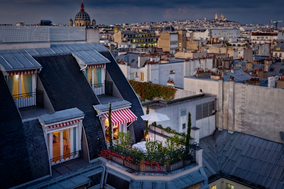 Penthouse suite terrace at Le Bristol Paris.