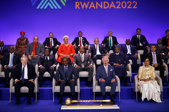 Prince Charles with Commonwealth heads of government, at this year’s CHOGM in Kigali, Rwanda.