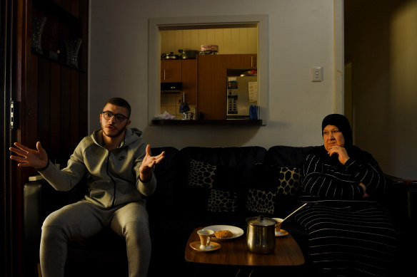 Ahmad Al Daki and his grandmother Amena Drgham.