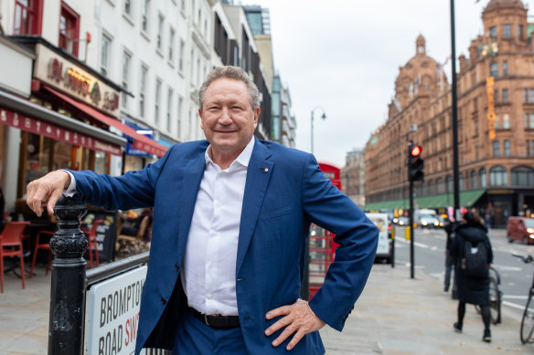 Fortescue Metals Group chairman Andrew Forrest in London ahead of the COP26 summit.