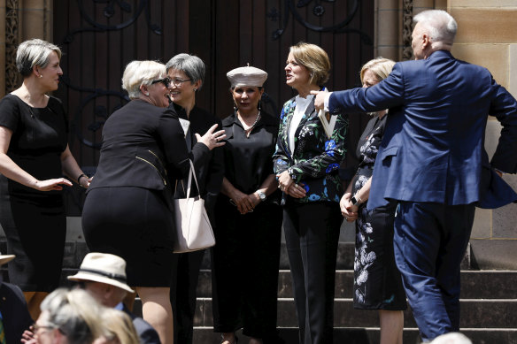 Labor's contingent of women was well presented at the funeral, with Tanya Plibersek, Penny Wong, Linda Burney, Kristina Keneally and Katy Gallagher among them.