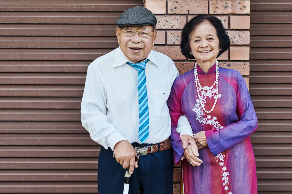 Phan Giang Sang and To Kim Châu. “My secret to staying married is: if she wants something, you do it,” says Sang.