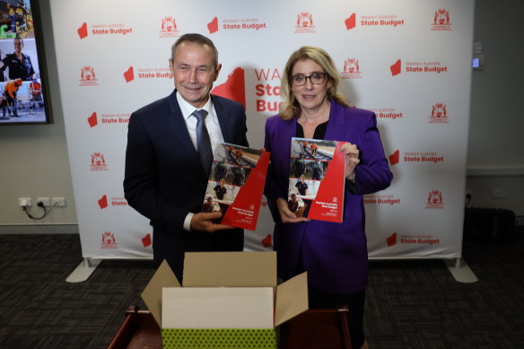 WA Premier Roger Cook and Treasurer Rita Saffioti with the budget papers.