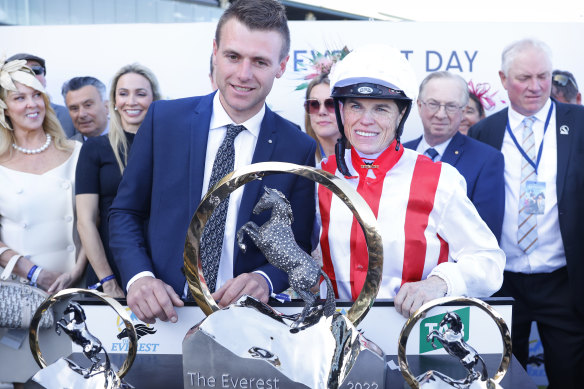 Winning trainer Clayton Douglas and jockey Craig Williams.