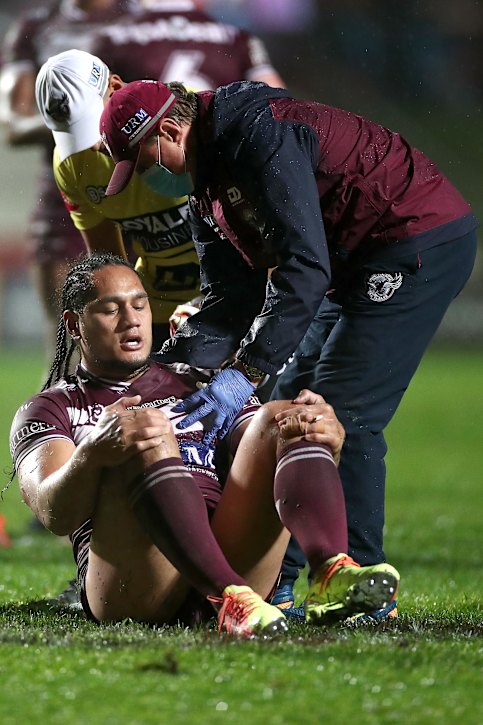 Marty Taupau was flattened by Jack Hetherington on Friday night.