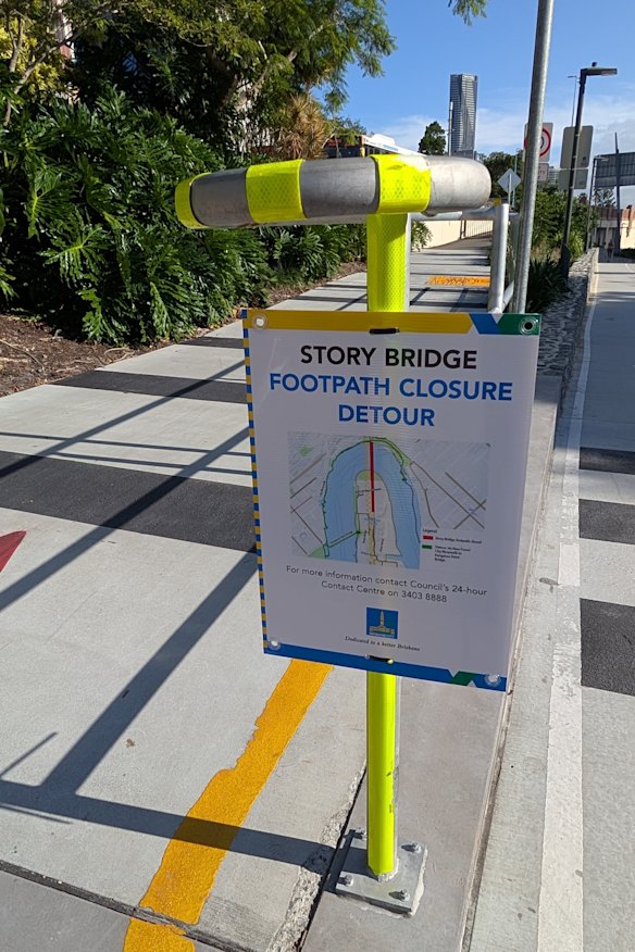 The detour is lengthy, which would be unfeasible for someone on foot, and it directs people to a closed path in the CBD.