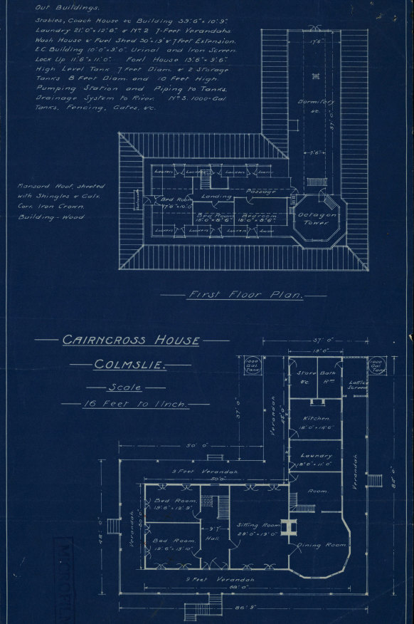 Ground and first floor plans for the stately Cairncross home. 