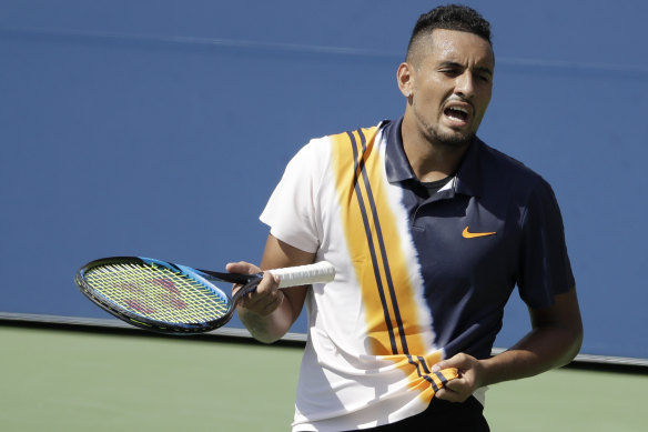 Kyrgios was trailing in the second set, but came back after the pep talk to beat Herbert.