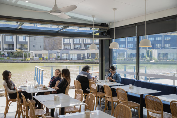 The lakeside cafe is popular with locals.