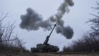 A Ukrainian self-propelled howitzer Dita of Azov brigade fires towards Russian positions at frontline in Donetsk region, Ukraine.