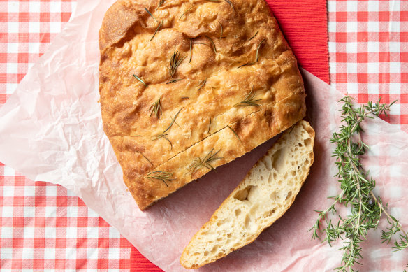 Resist the urge to add more flour when shaping the focaccia.