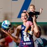 Netball Mum, Melbourne Vixens player Emily Mannix and her toddler Mabel.