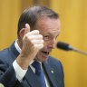 Former prime minister Tony Abbott during a hearing on the Voice to Parliament.