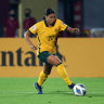 Sam Kerr in action during the AFC Women’s Asian Cup Group B match against Thailand.  