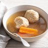 Chicken soup and matzo balls.