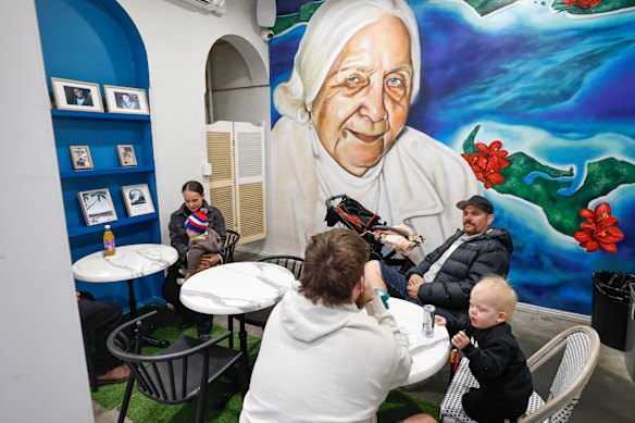 A mural of the fish-and-chip shop’s namesake, Edita.