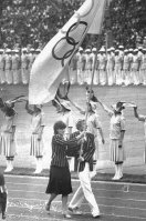 The Australian team carry the Olympic flag during the Opening Ceremony.