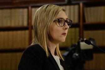 Amy Brown during the inquiry into the appointment of John Barilaro as senior trade and investment commissioner to the Americas, at NSW Parliament.