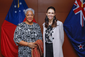 Samoa’s Prime Minister Fiame Naomi Mata’afa, left, and New Zealand Prime Minister Jacinda Ardern in Wellington in June.